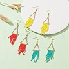 Triangle Tassel Glass Seed Braided Dangle Earrings EJEW-MZ00109-4