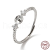 Rhodium Plated 925 Sterling Silver Micro Pave Cubic Zirconia Adjustable Ring Settings STER-NH0001-61P-1