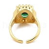 Oval Rack Plating Brass Micro Pave Cubic Zirconia Open Cuff Rings for Women RJEW-S392-01G-A-3