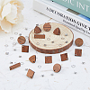 DICOSMETIC 20 Pairs 4 Style Flat Round & Rhombus & Triangle & Rectangle Wood Stud Earring Findings DIY-DC0002-86-4