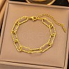 304 Stainless Steel Paperclip Chain Bracelets for Women BJEW-Q040-02G-1