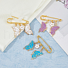 SUPERFINDINGS 10Pcs 5 Colors Butterfly & Flower Charm Alloy Enamel Brooches for Women JEWB-FH0001-49-4