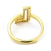 Mixed Color Enamel Initial Letter Adjustable Ring with Clear Cubic Zirconia RJEW-P045-01G-L-3