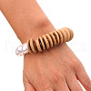 Plastic Pearl & Natural Coconut Beaded Stretch Bracelets for Women WGB2189-01-5
