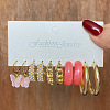 5 Pairs Alloy Hoop Earring Sets WG6DB3C-39-1