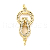 Brass Clear Cubic Zirconia Fold Over Clasps KK-Z078-39G-1