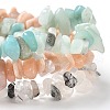 Chips Natural Rutilated Quartz & Flower Amazonite & Sunstone Beaded Stretch Bracelets Sets BJEW-JB05332-06-3