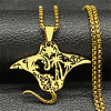 304 Stainless Steel Stingray Hollow Fish Pendant Necklaces NJEW-H065-29G-1