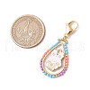 Easter Teadrop Glass Seed Beaded & Alloy Enamel Rabbit Pendant Decorations HJEW-MZ00187-02-3