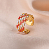 304 Stainless Steel Enamel Open Cuff Rings for Women FS-WGB77CA-08-1