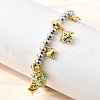 Brass Enamel Round Beads Charm Bracelets for Women BJEW-D317-11D-PG-3