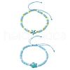 Synthetic Turquoise & Glass Seed Braided Bead Bracelets BJEW-JB11153-1