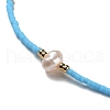 Glass Imitation Pearl & Seed Braided Bead Bracelets WO2637-22-2
