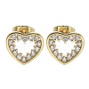 Brass Micro Pave Clear Cubic Zirconia Stud Earrings EJEW-C139-07G-4