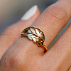 Fashionable S925 Sterling Silver Leaf Ring for Women BI1631-1-3