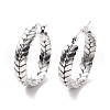 Tarnish Resistant 201 Stainless Steel Leaf Wrap Hoop Earrings with 304 Stainless Steel Pin for Women EJEW-F280-26A-P-1