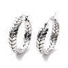 201 Stainless Steel Leaf Wrap Hoop Earrings with 304 Stainless Steel Pin for Women EJEW-F280-26A-P-1