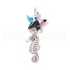7Pcs 7 Styles Dyed Synthetic Turquoise Starfish & Alloy Sea Animals Pendants PALLOY-JF03754-05-3