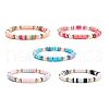 Synthetic Hematite & Polymer Clay Heishi Beads Stretch Bracelet BJEW-JB07391-1