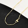 Brass Ball and Column Link Chains Necklace for Women NJEW-P265-22G-3