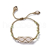 Natural Rose Quartz Bullet Braided Bead Bracelet BJEW-K225-01A-1