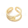 Brass Micro Pave Cubic Zirconia Open Cuff Rings RJEW-R146-05G-3
