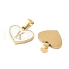 304 Stainless Steel Pave Natural White Shell Heart with Initial Slice Pendants STAS-R168-25G-K-2