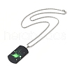 201 Stainless Steel Rectangle with Constellations Pendant Necklace for Women NJEW-G015-01B-3