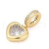 Brass Pave Cubic Zirconia European Dangle Charms KK-U062-58G-2