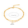 304 Stainless Steel Crystal Rhinestone & Natural Shell Double Layer Anklets FS-WG0DDF9-01-1
