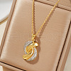 Geometric Inlaid Brass Cubic Zirconia Hollow Necklace KQ8718-2-1