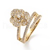 Clear Cubic Zirconia Flower Adjustable Ring RJEW-L100-021G-1
