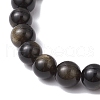 Natural Golden Sheen Obsidian Round Beads Stretch Bracelets BJEW-JB11807-01-4