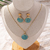 Shell Shape Zinc Alloy Enamel Pendant Necklace & Stud Dangle Earring Sets FS-WGDA6B7-01-3
