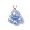 Baking Painted Pearlized Glass Pearl Round Bead with ABS Plastic Imitation Pearl Beads and Eco-Friendly Copper Wire Pendants PALLOY-JF03612-02-3