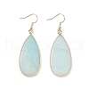 Natural Amazonite Teardrop Dangle Earrings EJEW-G331-01G-10-2