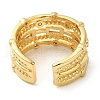 Rack Plating Real 18K Gold Plated Brass Rectangle Open Cuff Rings RJEW-B048-09G-3