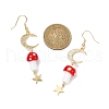 4 Pairs 4 Colors Mushroom Lampwork Dangle Earrings EJEW-TA00306-3