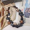 Wood & Resin Nuggets Beaded Double Layer Necklaces for Women FS-WGB5610-05-1