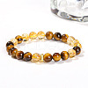 Natural Tiger Eye & Citrine Round Beads Stretch Bracelets WGE6CC2-01-1