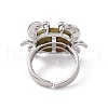 Natural Unakite Crab Open Cuff Ring RJEW-I090-01P-14-3
