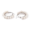 Natural Pearl Braided Hoop Earrings EJEW-JE04851-5