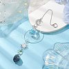Nuggets Natural Colorful Fluorite & Glass Round Pendant Decorations HJEW-JM02123-01-2