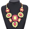 Alloy Glass Flower Statement Bib Necklaces for Women FS-WG917A1-05-1