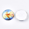 Starry Sky Pattern Printed Glass Cabochons GGLA-N004-25mm-D70-2