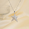 Elegant Brass Micro Pave Clear Cubic Zirconia Star Pendant Necklaces EY0411-2-2