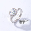 Mother's Day Rings Flat Round Platinum Brass Adjustable Ring with Cubic Zirconia EG7863-29-1