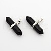 Natural Black Agate Double Terminated Pointed Pendants G-F177-18-1