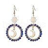 Moon & Star Copper Wire Wrapped Dangle Earrings EJEW-TA00312-1
