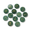 13Pcs Flat Round Natural Green Aventurine Rune Stones G-K335-08B-1